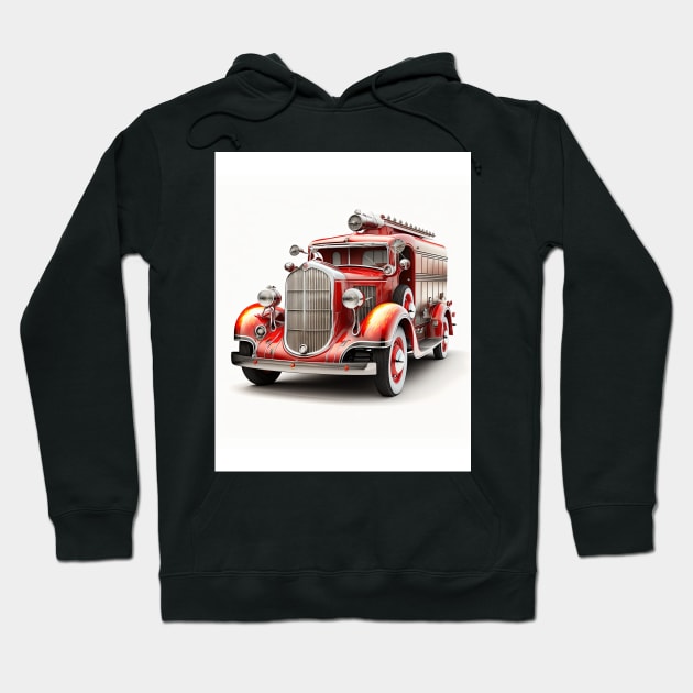 Art Deco Fire Truck Hoodie by TheArtfulAI